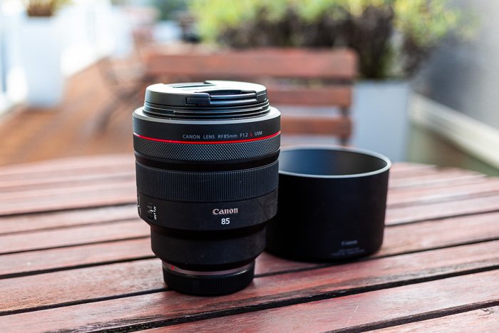 Image of Canon RF 85mm f/1.2L USM Lens on the table