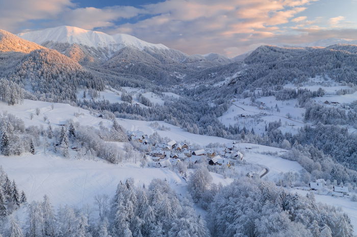 Winter landscape photography in the mountains