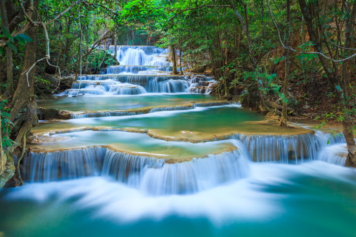 A flowing waterfall