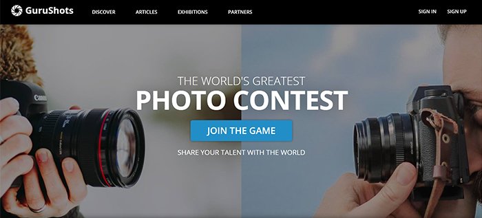 The GuruShots Photography Contests website, a photography contest