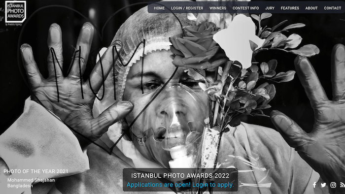 A screenshot of the Istanbul Photo Awards website, a photography contest