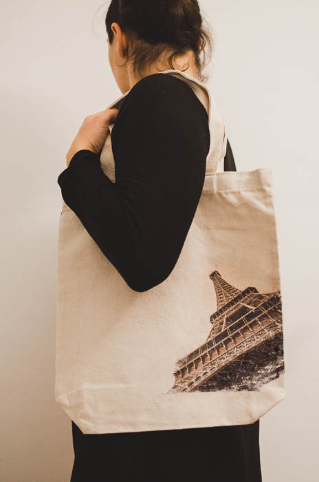 Image of a girl wearing a custom fabric with photo