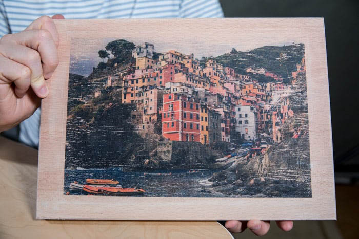 Image of a photograph transferred to wood