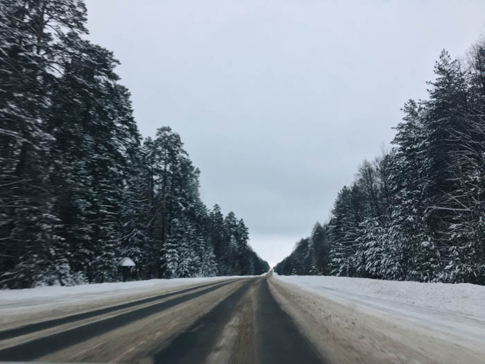 Travel photography image of a road with snow