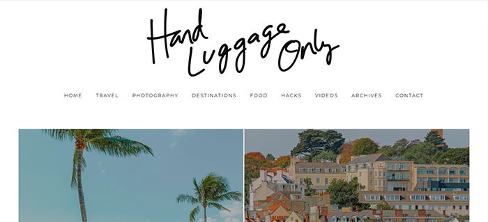 screenshot of hand luggage only blog