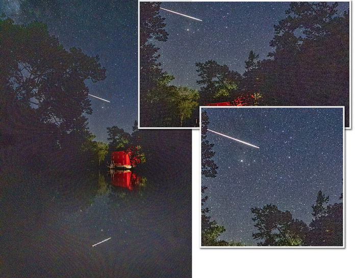 Night sky with meteor closeup