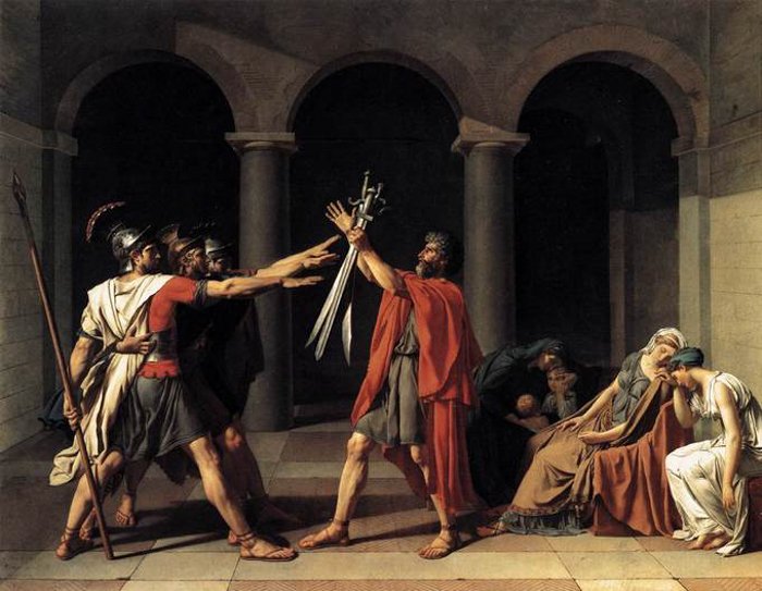 这是雅克-路易斯·大卫的油画《霍拉蒂的誓言》的图像