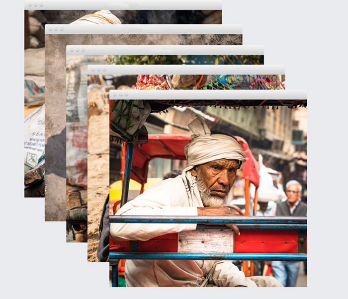 stack of street photos from India