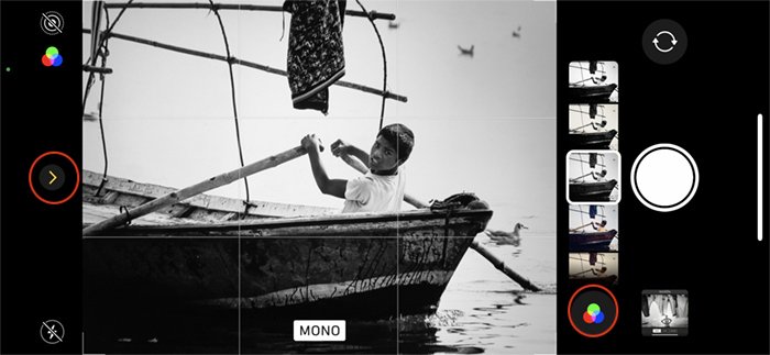 iPhone monochrome camera boy in boat
