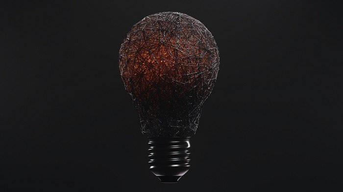 a 3D artists rending of a lightbulb wrapped with wire