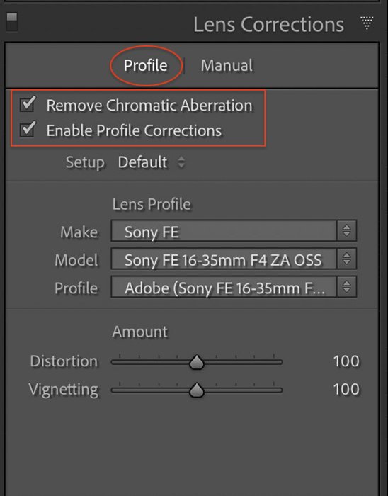 Screenshot Lightroom Classic Lens Correction panel