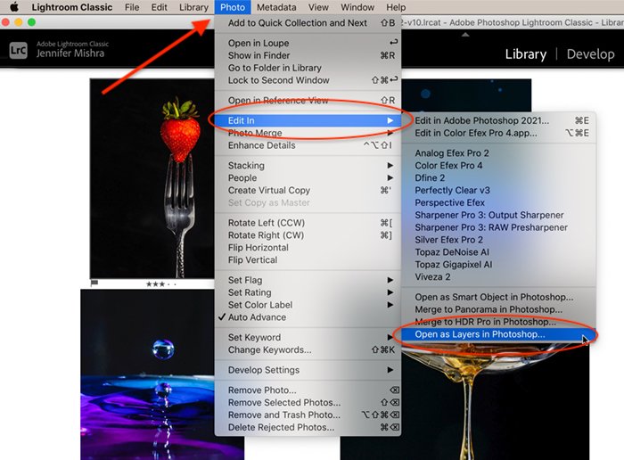 Lightroom screenshot open as layers in Photoshop