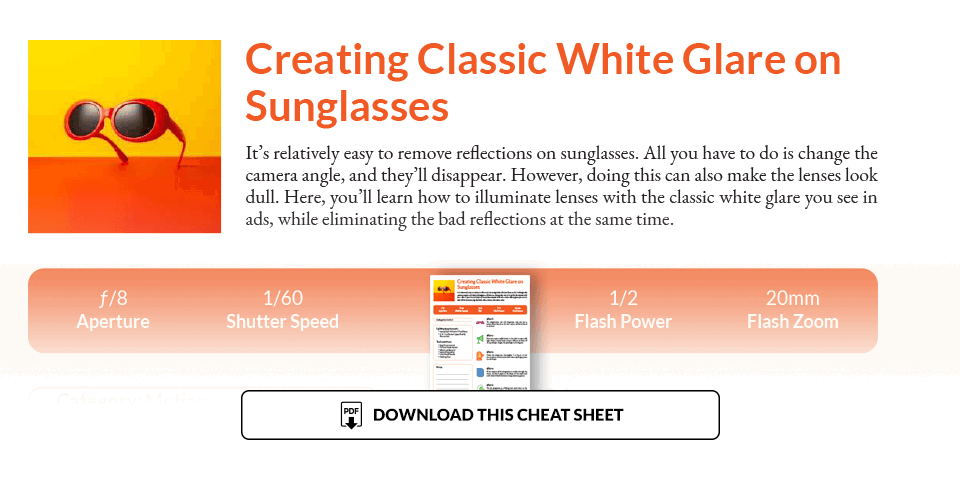 Illustration for creating white glare on sunglasses cheat sheet