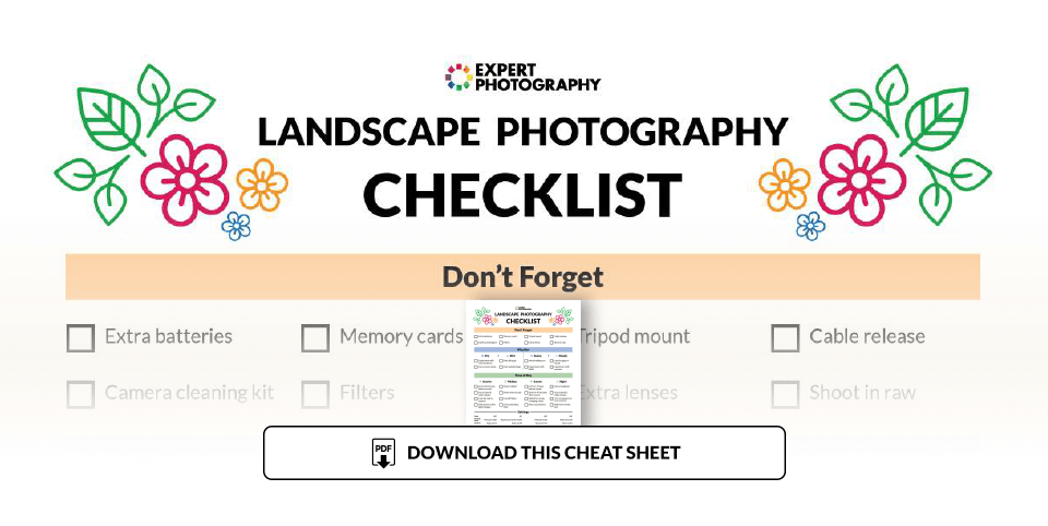 Illustration for landscape photography cheat sheet
