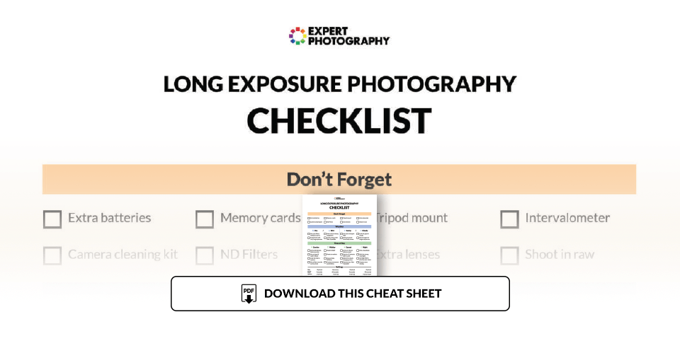 Illustration for long exposure photography cheat sheet