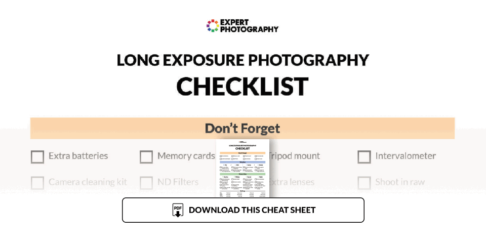 Illustration for long exposure photography cheat sheet