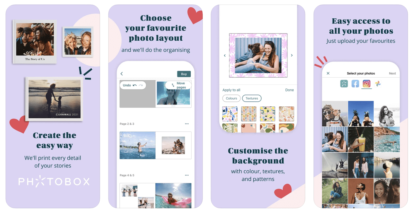 a screenshot of Photobox from the iOS App Store, a photo printing app