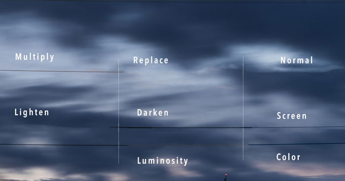 Comparação dos modos de mesclagem do Photoshop ao remover linhas de energia