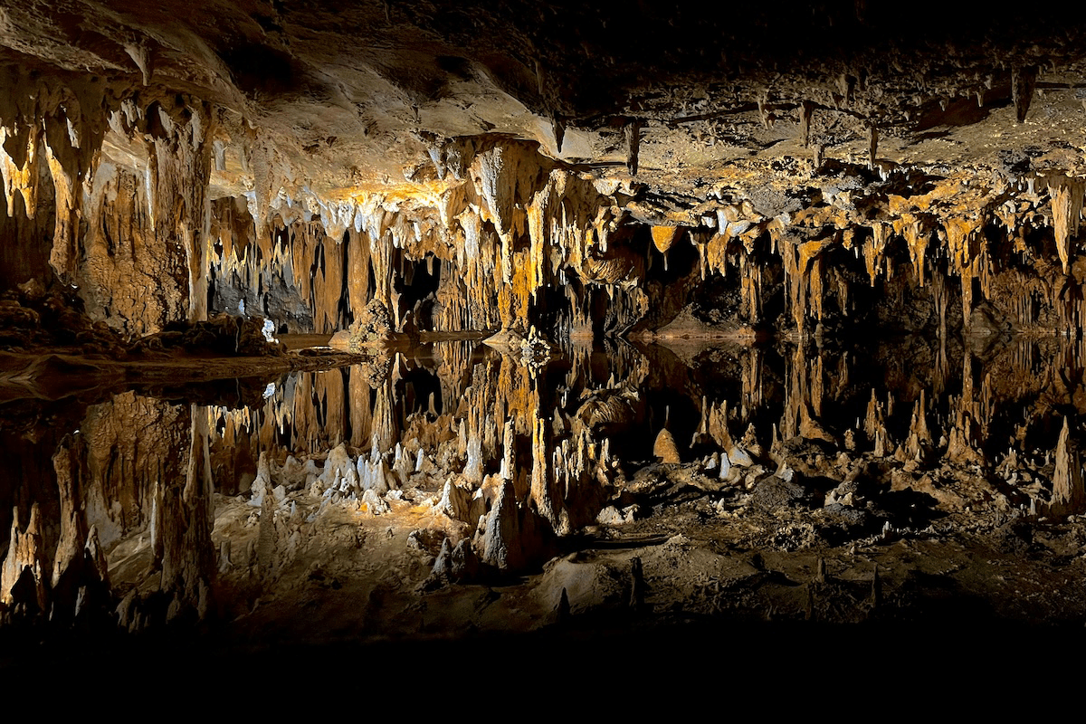 Cave reflections showing reflective symmetry for visual weight
