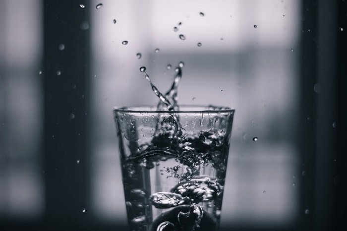 splash in a glass of water