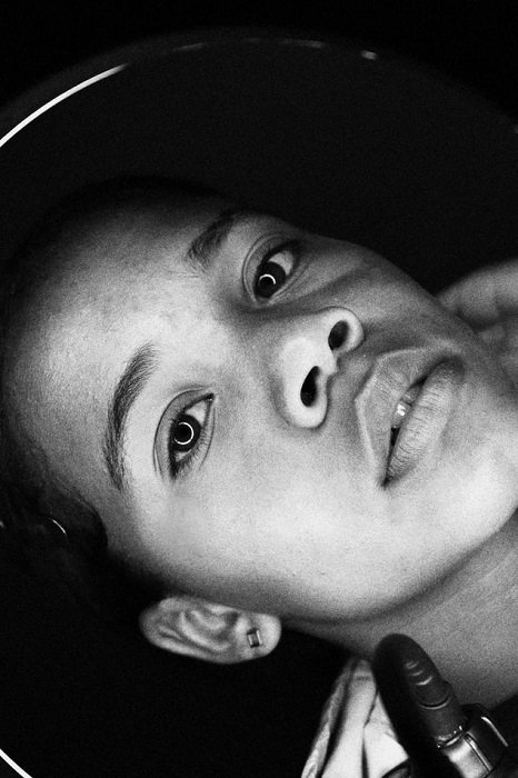 black and white image taken using a ring light
