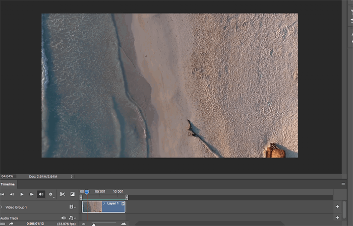 A screenshot of making a cinemagraph in Photoshop