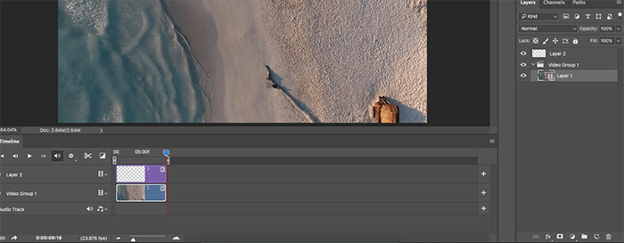 A screenshot of making a cinemagraph in Photoshop