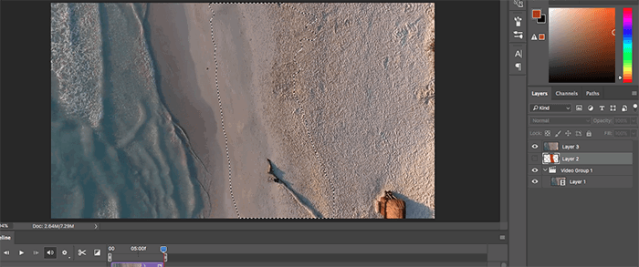 A screenshot of making a cinemagraph in Photoshop