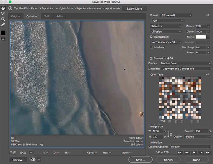 A screenshot of making a cinemagraph in Photoshop