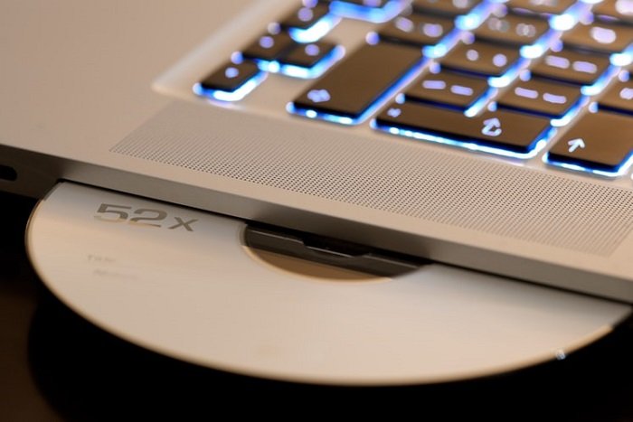 CD in a laptop disk tray