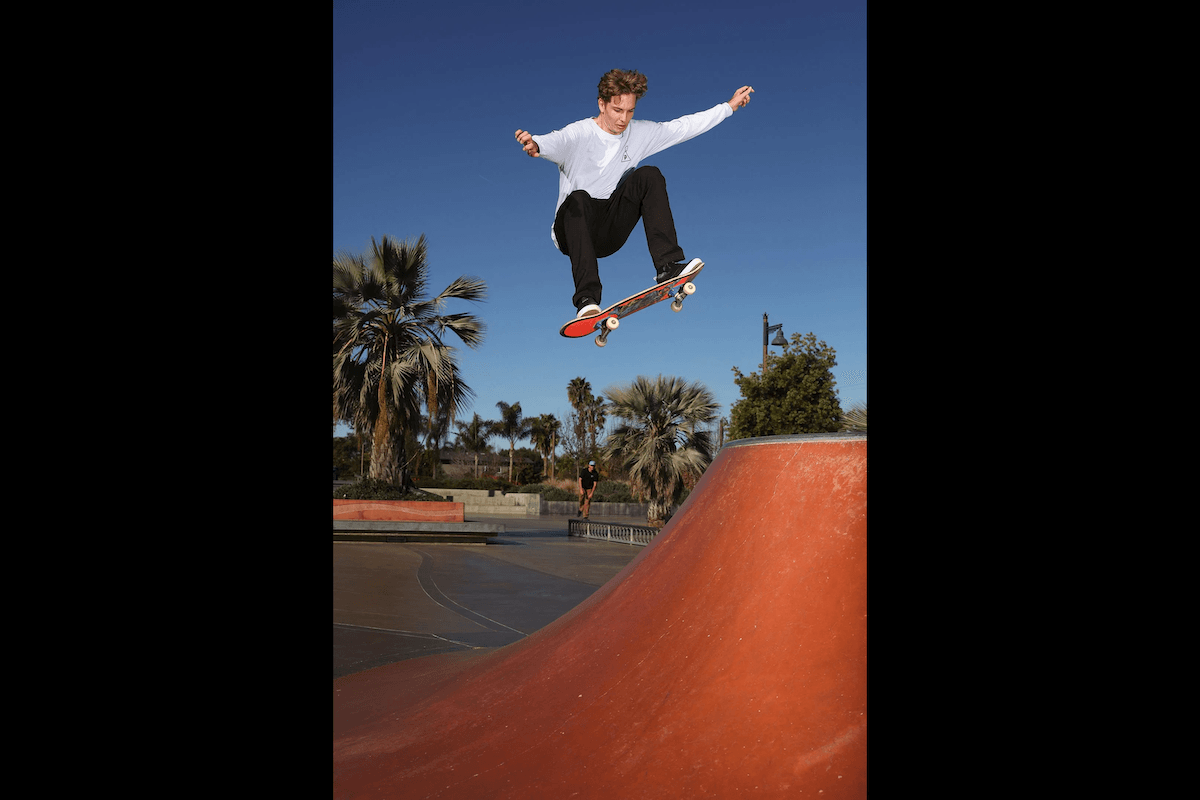 A skateboarder performing a trick taken by one of the best sports photographers Grant Brittan