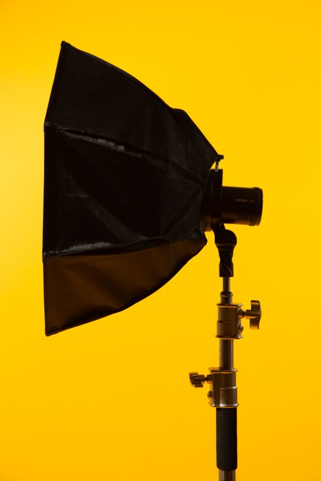 Softbox against a yellow background
