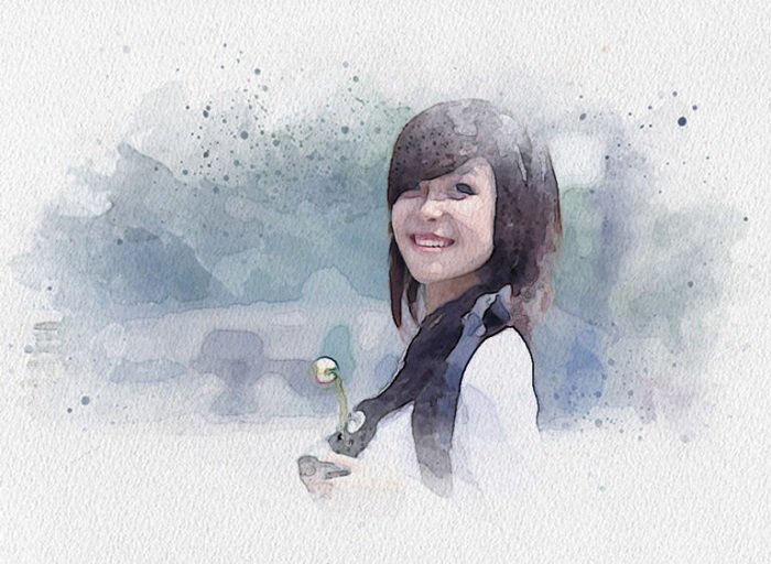 image of a smiling woman with a watercolour effect