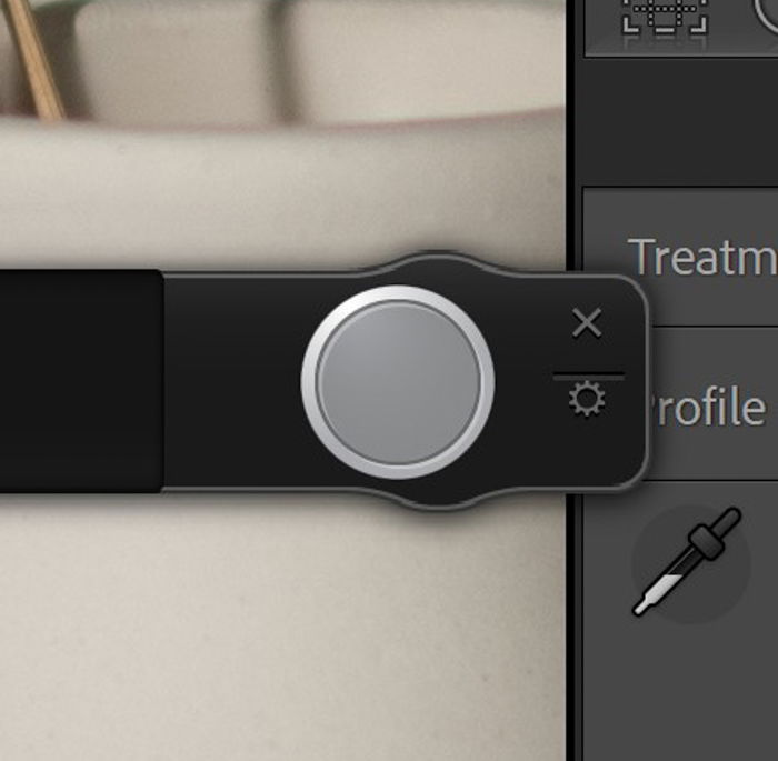 closeup of Lightroom shutter button