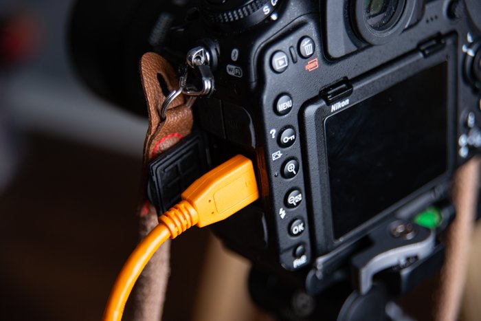an image of a tethering usb cable connected to a camera