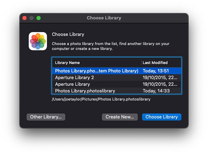 a screenshot of the option to click Photos choose library