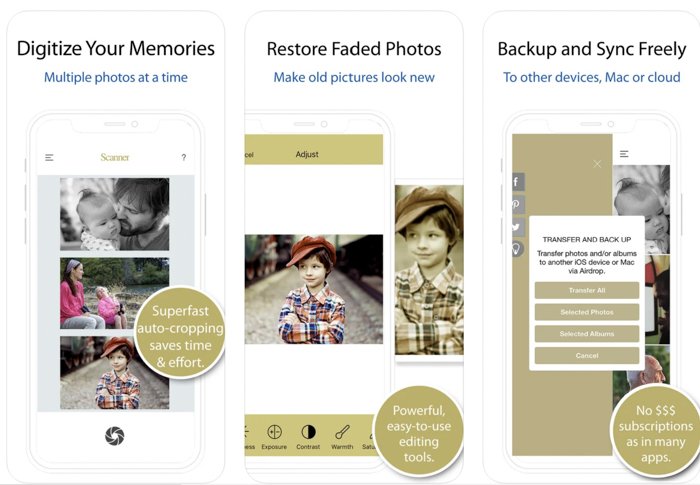 Screenshots of Photo Scanner Gold app