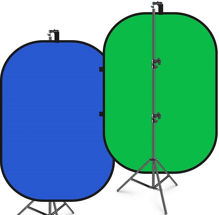 product photo of the Neewer Portable Chromakey Backdrop in blue and green