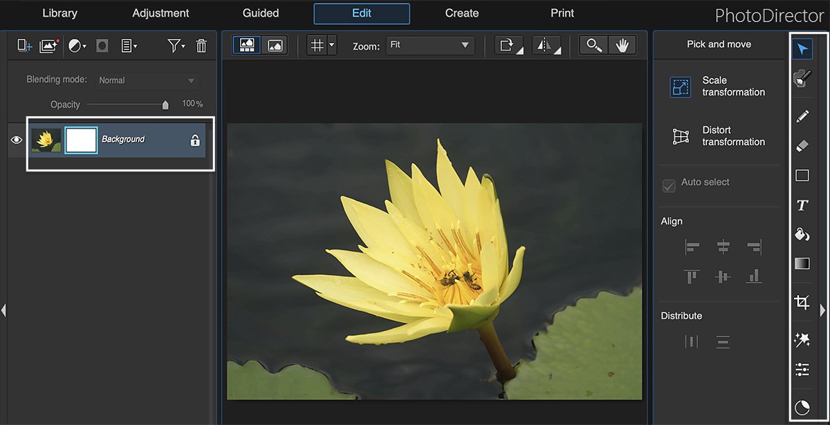 PhotoDirector review: Screenshot edit workspace