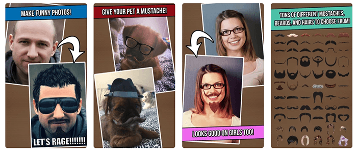 Screenshot of funny photo app The Amazing Mustache Booth