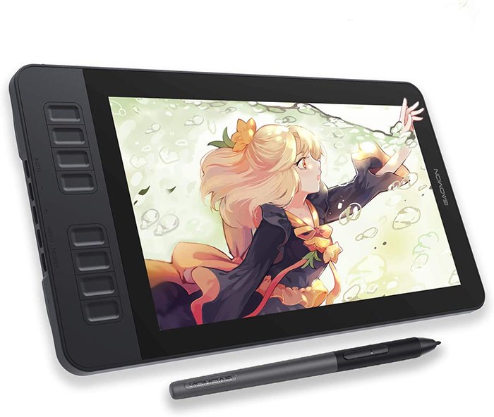 GAOMON PD1161 graphics tablet with digital art on the screen