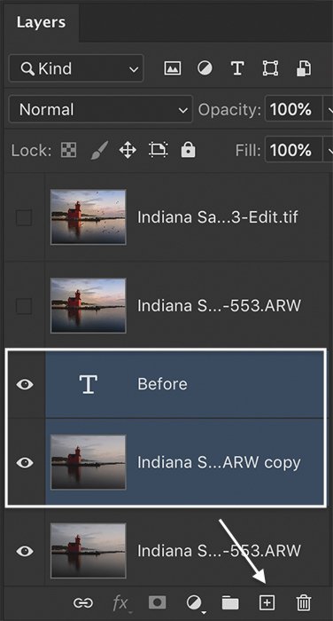 how to make a gif in photoshop: Photoshop screenshot layers panel to merge in text