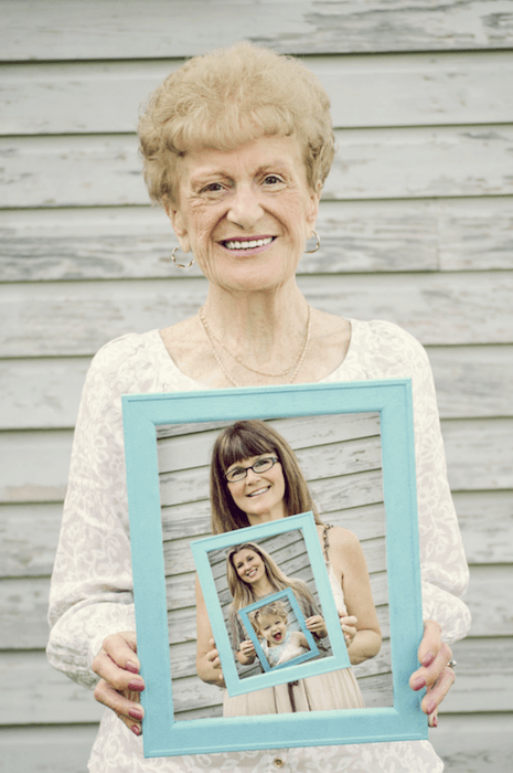 generational photo idea: the same four portraits above combined as one in photoshop