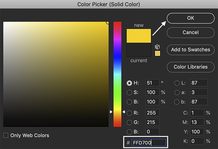 glitter texture in photoshop: Photoshop screenshot of the color picker window