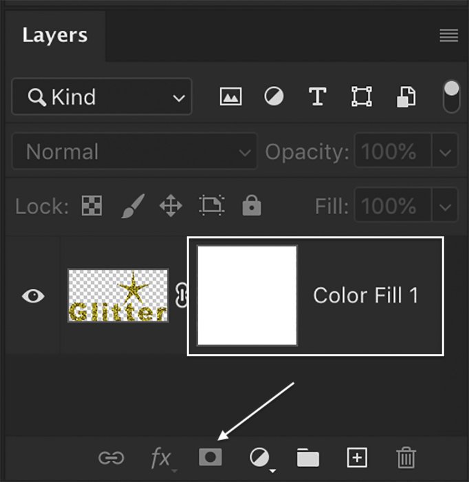 Photoshop screenshot of creating a layer mask for a glitter texture