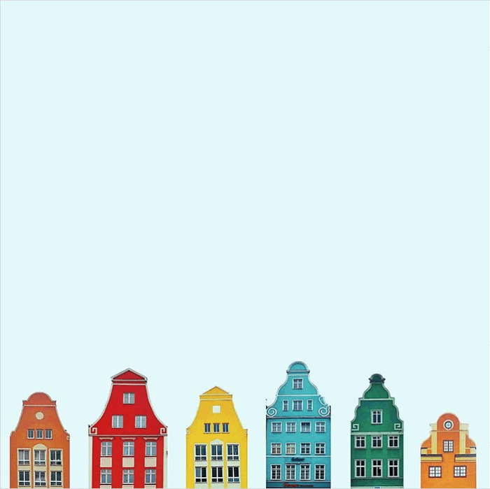 architectural photography: Minimalist colourful houses from Karen Vikke Instagram