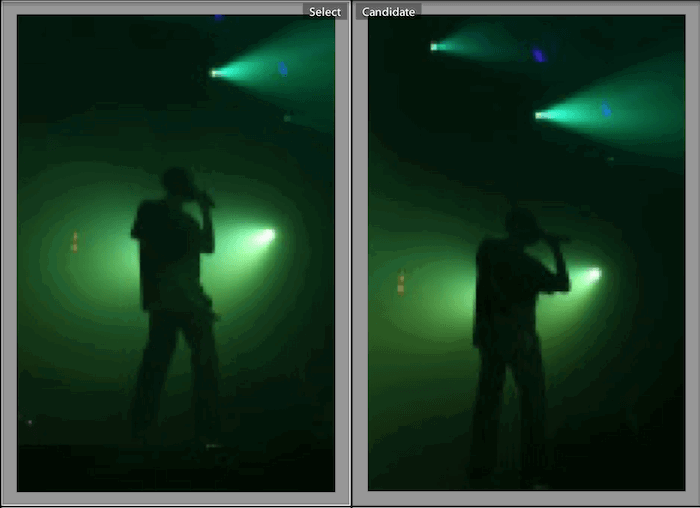 comparison view in Lightroom helps you choose between similar images