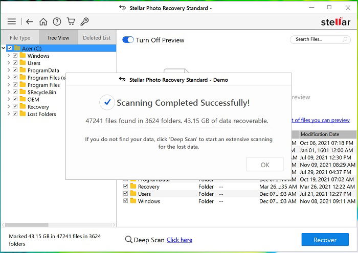 Stellar Data Recovery software restores your lost data