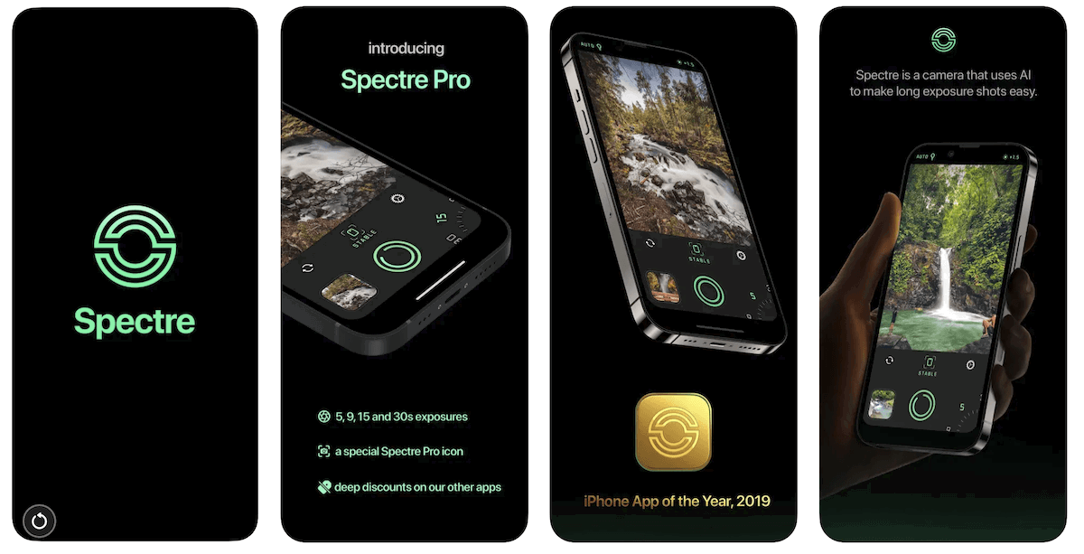 Screenshot of Spectre AI camera app website product images