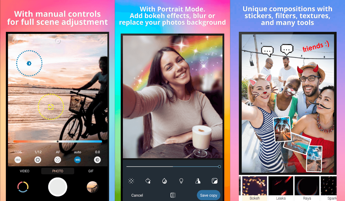 Screenshot of some of Pixctica's features as one of the best camera apps for Android